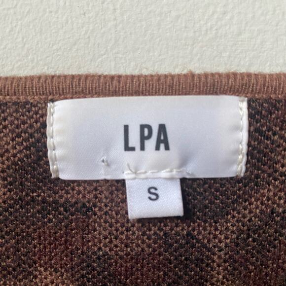 LPA Revolve Mia Top Leopard Print Fitted Square Neck Black Brown Size Small - Picture 3 of 9